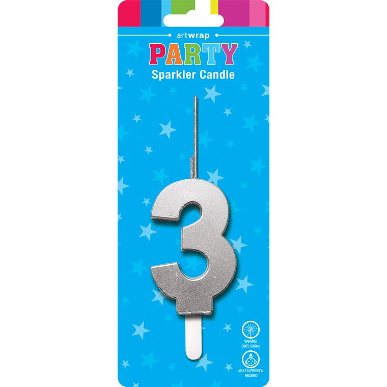 Sparkler Candle, Silver, 3
