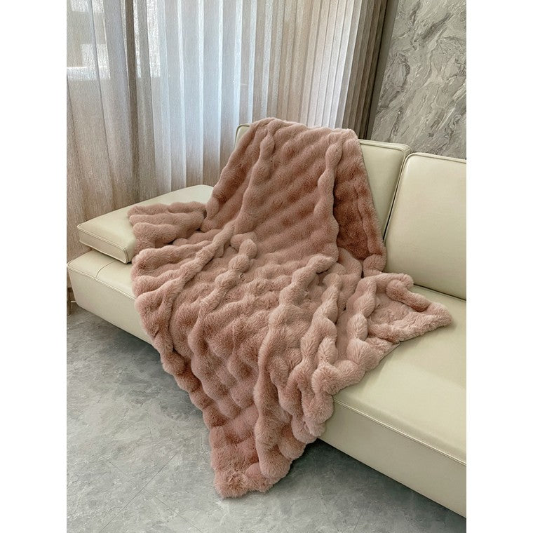 Bubble Faux Fur Blanket, Asstd