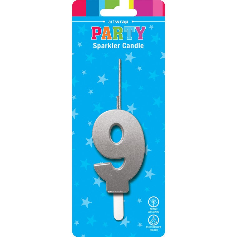 Sparkler Candle, Silver, 9