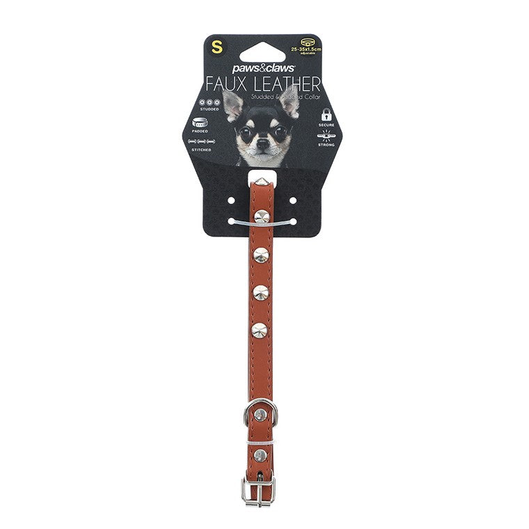 Faux Leather Studded Collar, Small, Asstd
