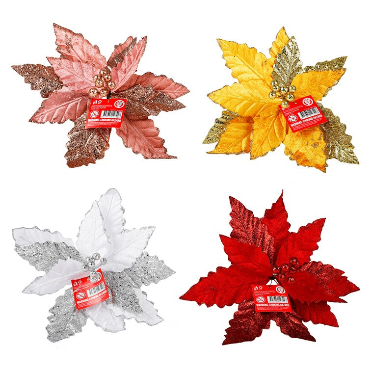 Poinsettia Velvet, 30cm, Assorted