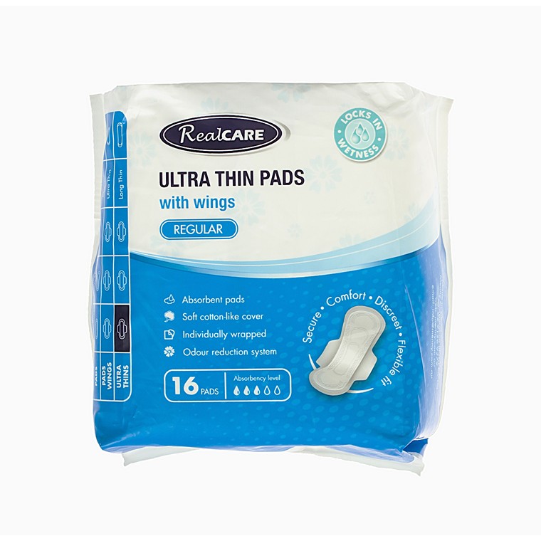 Real Care Pads Ultra Thins Regular W/ Wings 16s