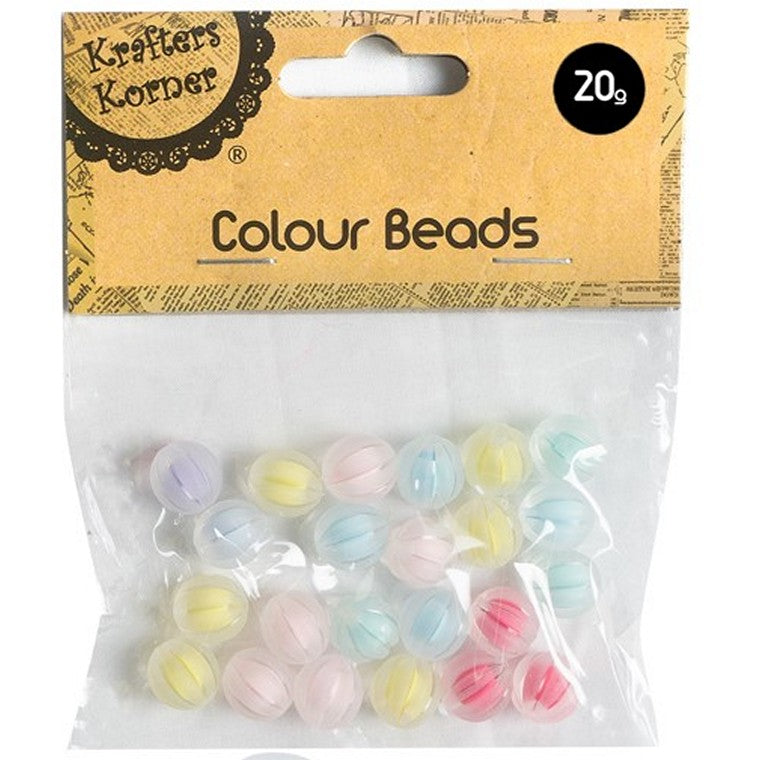 Coloured Beads, Ribbed, 2 Asstd Designs