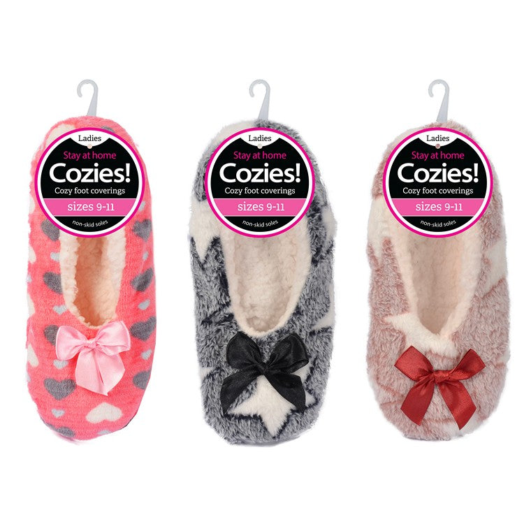 Ladies Sherpa Slippers, Asstd