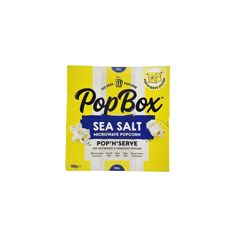 PopBox Microwave Popcorn, Sea Salt, 100g