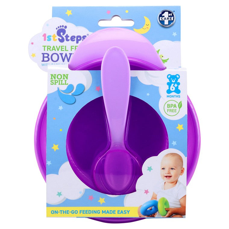1st Steps Bowl w/ Spoon and Lid, 2 Asstd Colours