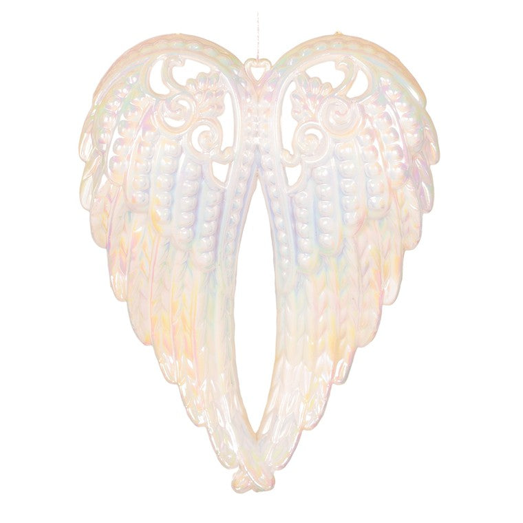 White Iridescent Angel Wings Tree Ornament