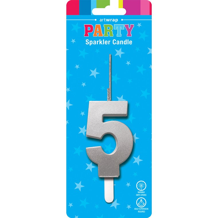 Sparkler Candle, Silver, 5