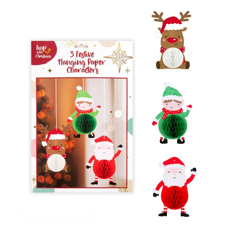 Festive Hanging Paper Characters, 3pk