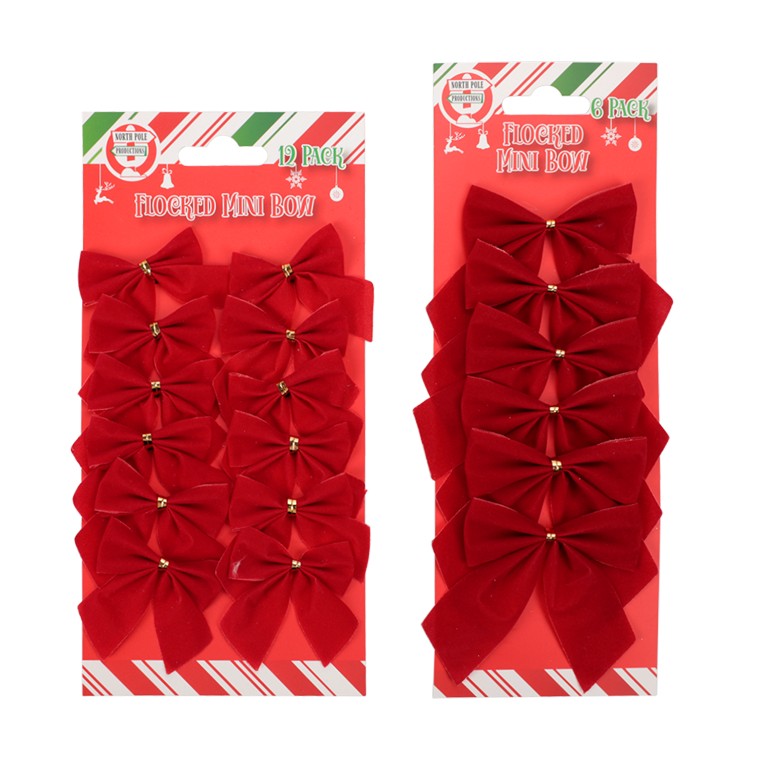 Flocked Mini Bows, Assorted