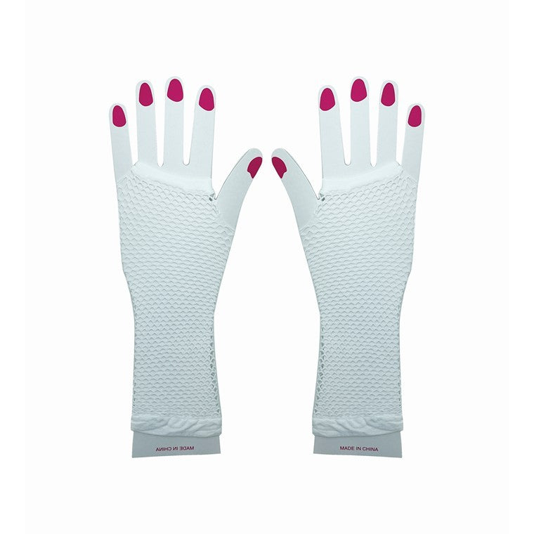 Party Fishnet Gloves, White