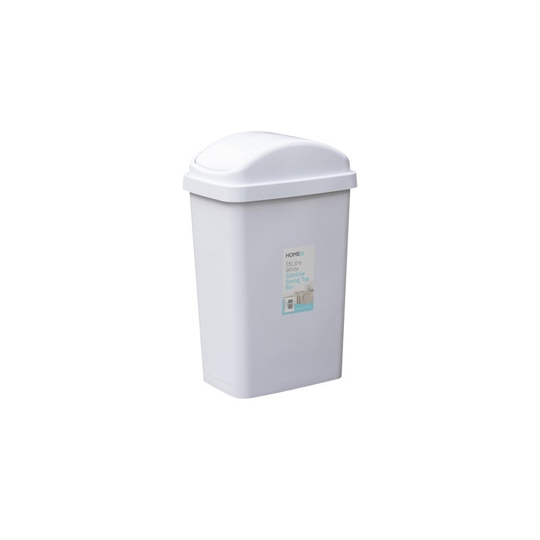 Slimline Swing Bin, White, 55L