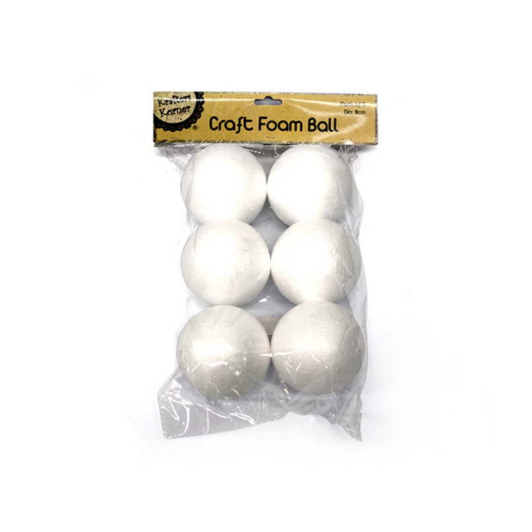 Foam Ball, 8cm, 6pk