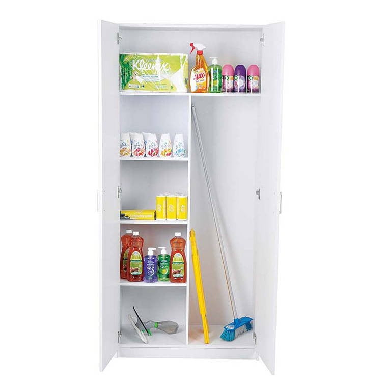 My Home Broom Cupboard 2 Door, White