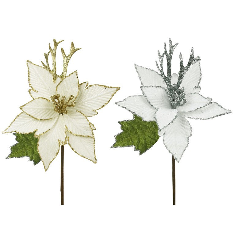 Poinsettia w/ Leaf, Assorted, 28cm