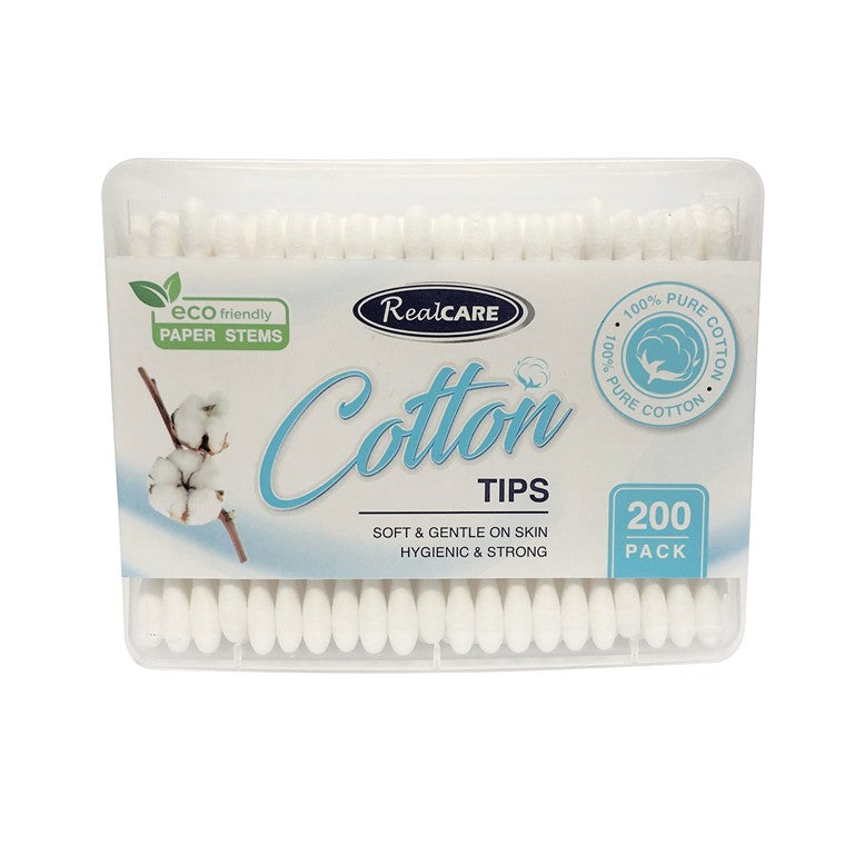Real Care Paper Stem Cotton Tips, 200pk