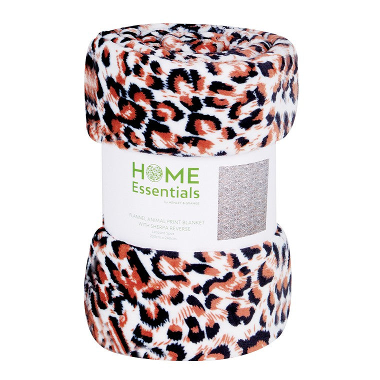 Sherpa Blanket, Leopard Spot, 240x200cm – Cheap as Chips