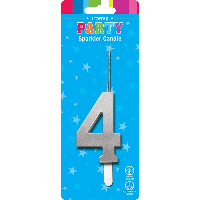 Sparkler Candle, Silver, 4