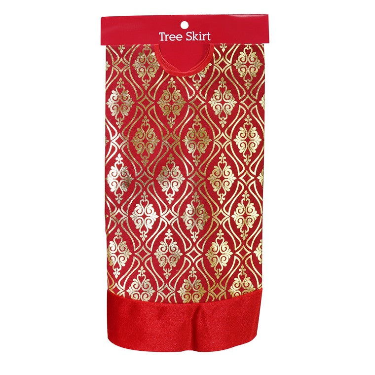 Tree Skirt Red-Gold Foil, 100cm, Asstd