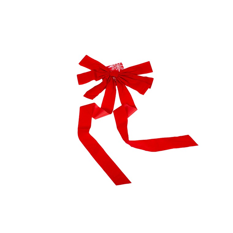 Christmas Jumbo Flocked Bow Red, 46x110cm