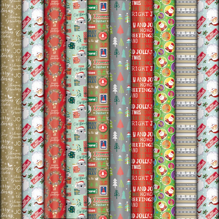 Christmas Wrap, 10m x 70cm, Asstd