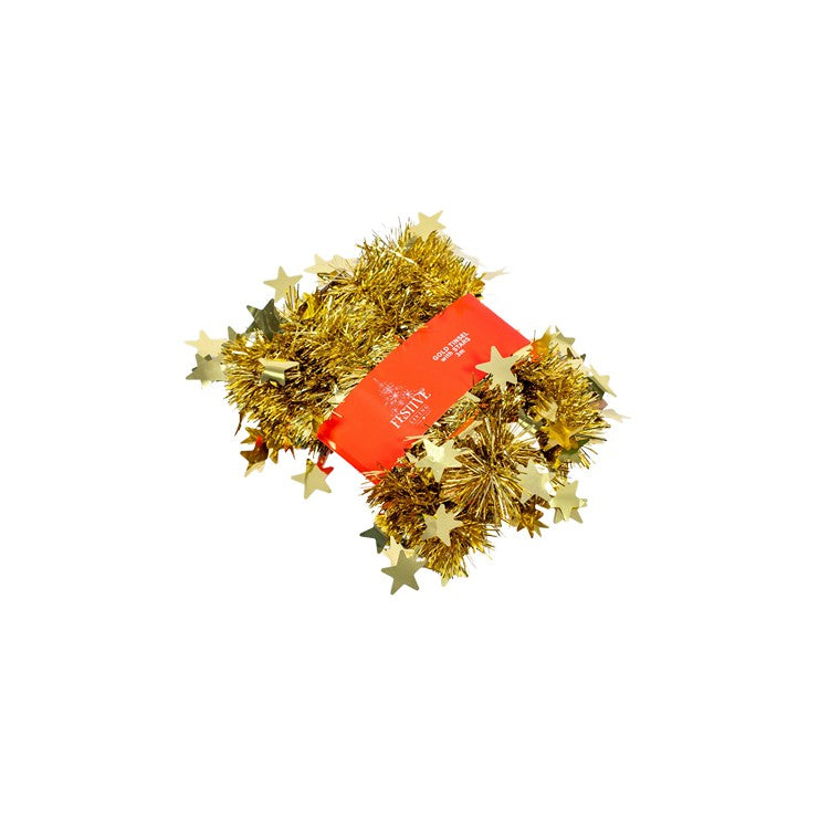 Christmas Tinsel Gold w/ Stars, 3m