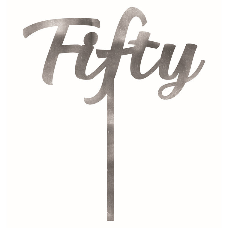 Acrylic Cake Topper, Silver, 50th