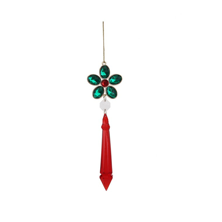 Green & Red Acrylic Flower Ornament, 17.5cm