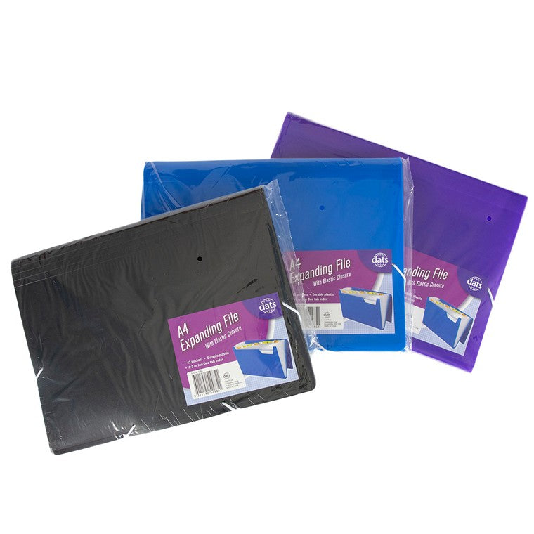 A4 Expanding File w/ Elastic Closure, Asstd