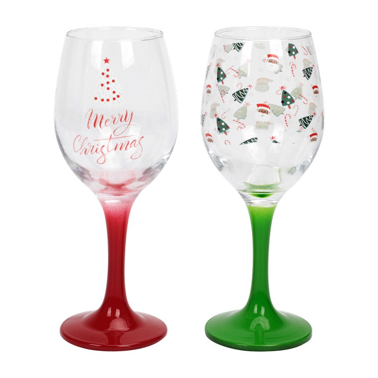 Christmas Printed Wine Glass, Assorted