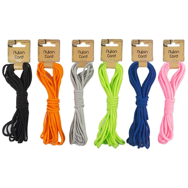 Nylon Cord, 3m, 6 Asstd Colours