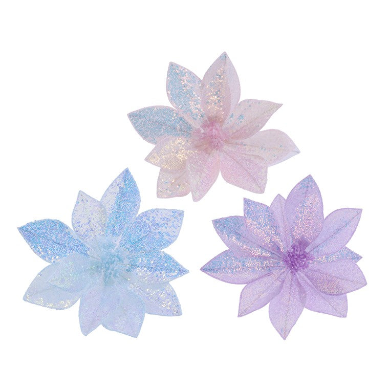 Iridescent Mermaid Poinsettia Clip, Assorted