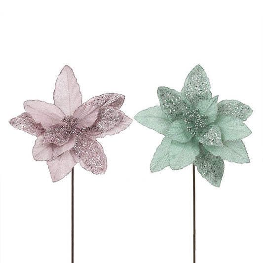 Velour Poinsettia, Assorted, 30cm w/ Clip