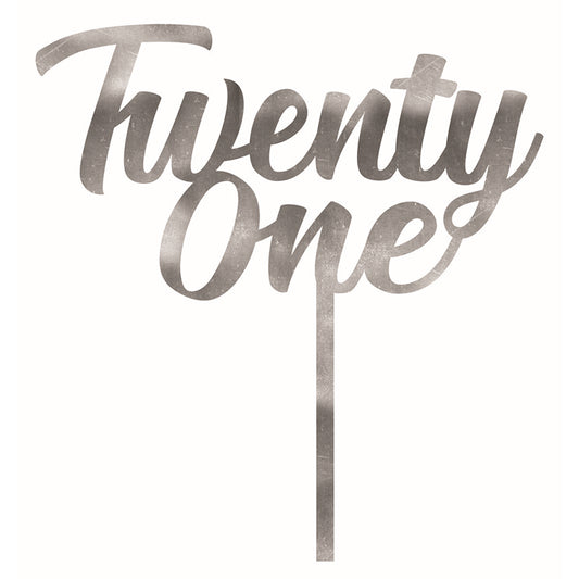 Acrylic Cake Topper, Silver, 21st