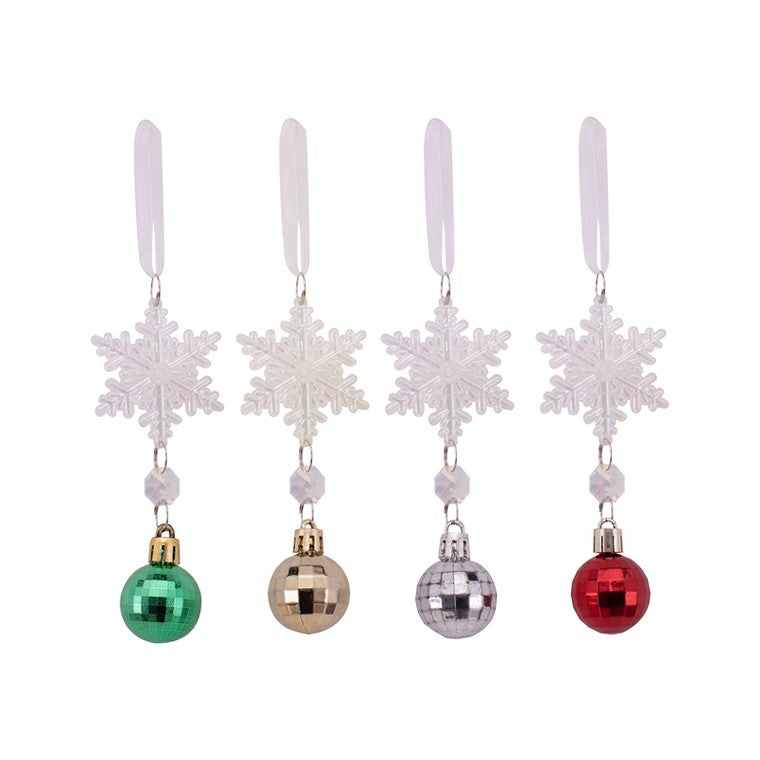 Snowflake w/ Bell Ornament, Assorted