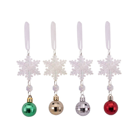 Snowflake w/ Bell Ornament, Assorted