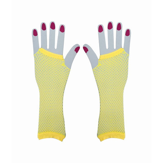 Party Fishnet Gloves, Yellow