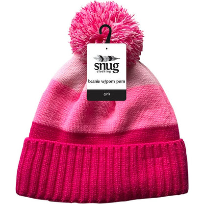 Kids Beanie w/ Pom Pom, 2 Asstd Colours