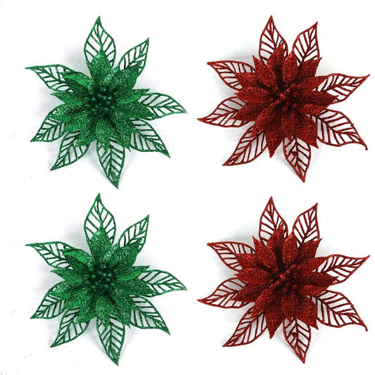 Glitter Flower, 2pk, Assorted, 15cm