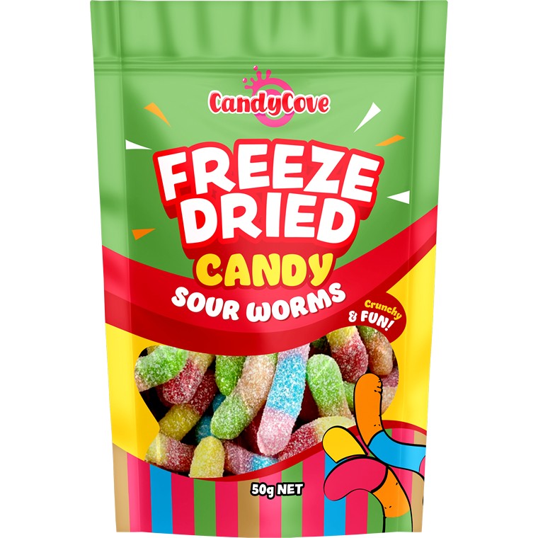 Candy Cove Freeze Dried Candy Sour Worms, 50g
