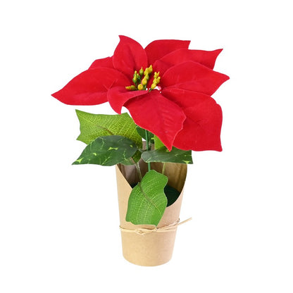 Mini Flocked Poinsettia Pot, 21cm, Assorted