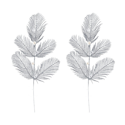 Glitter Leaf Pearl Pick, 2pk, 40cm, Assorted