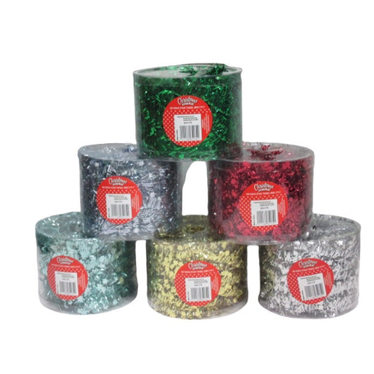Christmas Tinsel Mini Star, 8m, Assorted