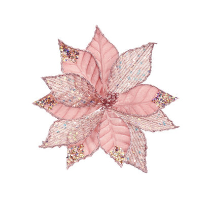 Iridescent Sequins Poinsettia Clip