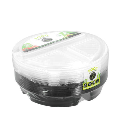 L&L 3 Section Food Container 1000ml, 8pk