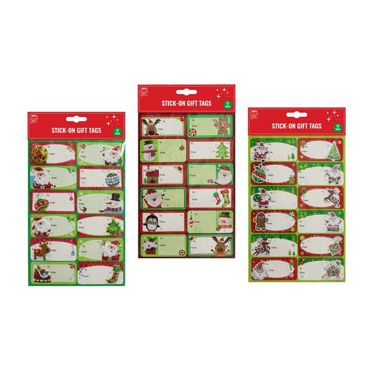 Christmas Adhesive Gift Tags, 12pk