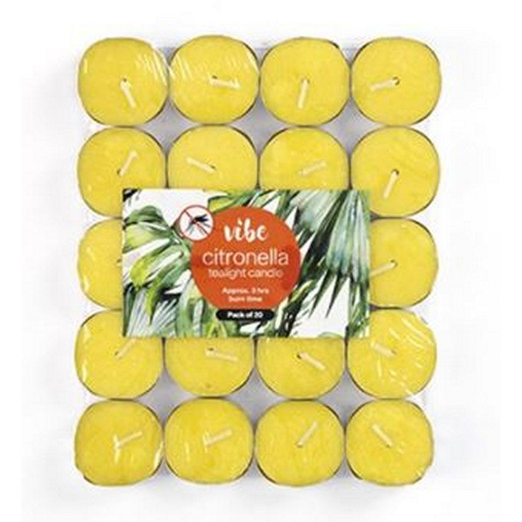 Yellow Citronella Tealights, 3hr, 20pk