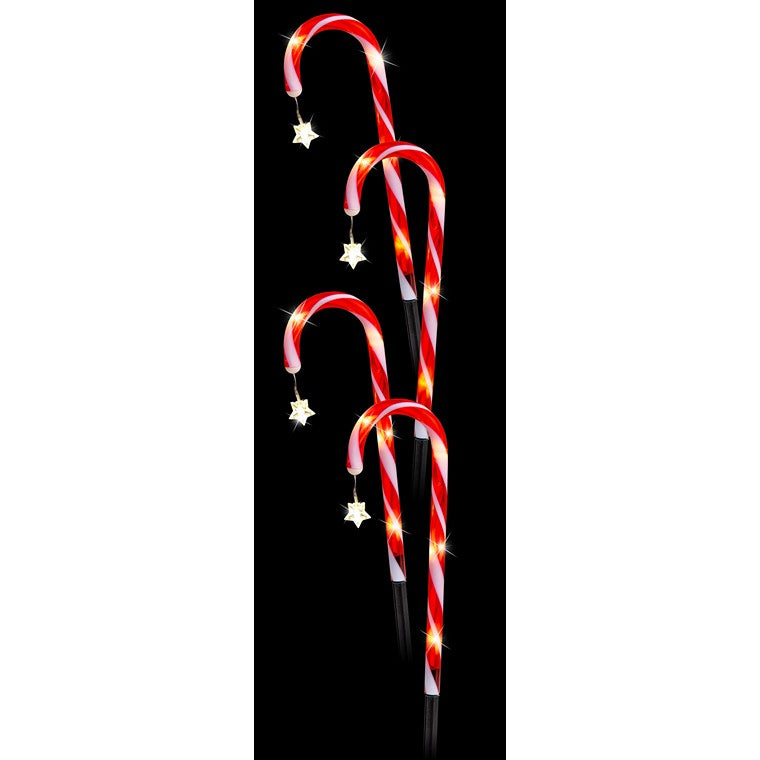 Solar Candy Cane w/ Stars, 4pc