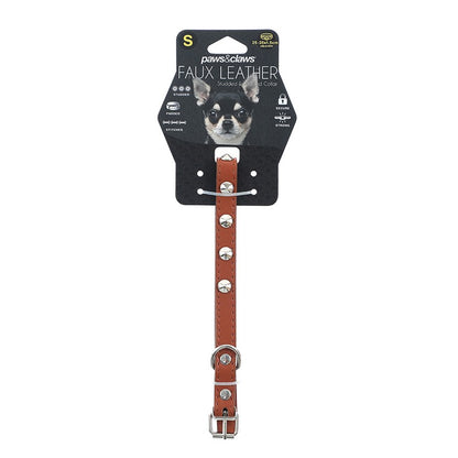 Faux Leather Studded Collar, Small, Asstd