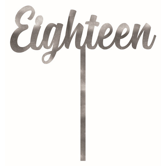 Acrylic Cake Topper, Silver, 18th